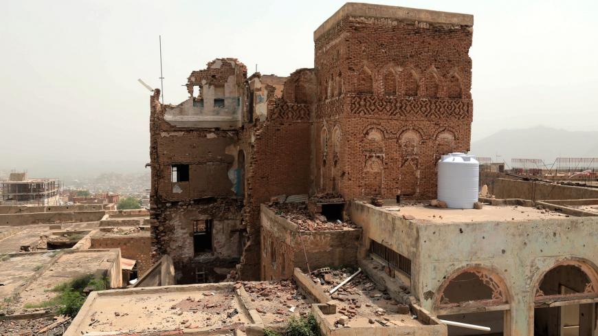 A picture shows the extensive damages at the National Museum in Yemen's third city of Taez on July 13, 2020. - The two faces of the National Museum in Taez, southwest Yemen, are testament to the ravages of the war that has consumed the Arabian peninsula country. One side has been beautifully restored to its former grandeur, recalling a traditional palace from an earlier Arab civilisation. (Photo by AHMAD AL-BASHA / AFP) (Photo by AHMAD AL-BASHA/AFP via Getty Images)