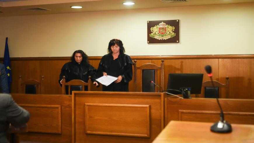 Judges of Bulgaria's specialized criminal court arrive for the final decision for the  2012 bomb attack on Israeli tourists at Bulgaria's Burgas airport that killed five people on September 21, 2020 in Sofia. - A Bulgarian court on September 21, 2020, sentenced two men to life in prison over a deadly 2012 bus bomb attack on Israeli tourists at the country's Burgas airport. (Photo by NIKOLAY DOYCHINOV / AFP) (Photo by NIKOLAY DOYCHINOV/AFP via Getty Images)