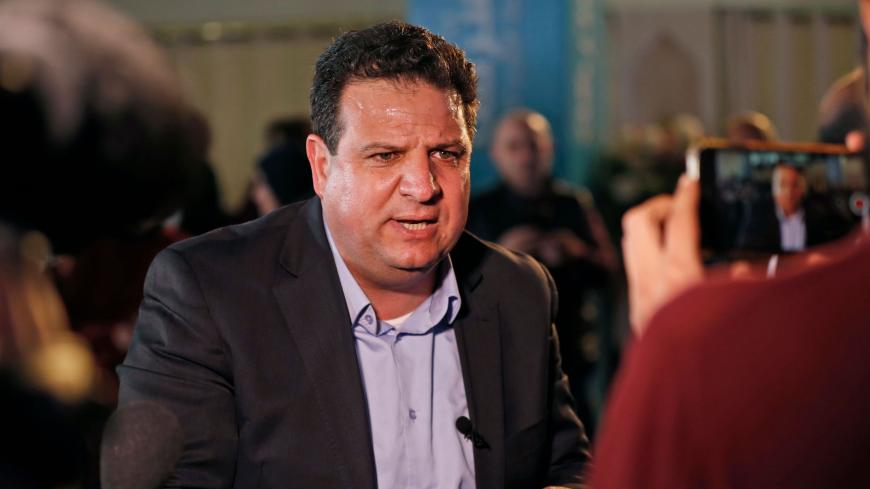 Ayman Odeh, head of mainly Arab Joint List electoral alliance, speaks to the media in Israel's northern city of Shefa-Amr during the Israeli legislative election on March 2, 2020. - Israel held its third election in less than a year seeking to break a grinding political deadlock, with Prime Minister Benjamin Netanyahu chasing re-election while facing criminal indictment. (Photo by Ahmad GHARABLI / AFP) (Photo by AHMAD GHARABLI/AFP via Getty Images)