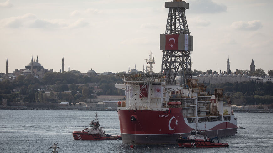 ISTANBUL, TURKEY - OCTOBER 19: Turkey's drilling vessel Kanuni arrives for alterations at the Haydarpasa port on October 19, 2020 in Istanbul, Turkey. The vessel will undergo tower disassembly before heading to the Black Sea. Turkey's president Recep Tayyip Erdogan recently announced a further discovery of 85 billion cubic meters of natural gas in the Black Sea. (Photo by Chris McGrath/Getty Images)