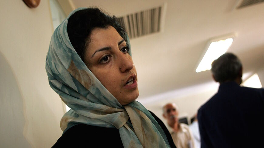 File Picture dated June 25, 2007 shows Iranian opposition human rights activist, Narges Mohammadi, at the Defenders of Human Rights Center in Tehran. 
Mohammadi an aide to Iranian Nobel peace winner Shirin Ebadi has been arrested before the anniversary of Iran's disputed presidential election, Ebadi's rights groups said on June 11, 2010.  / AFP / BEHROUZ MEHRI        (Photo credit should read BEHROUZ MEHRI/AFP via Getty Images)