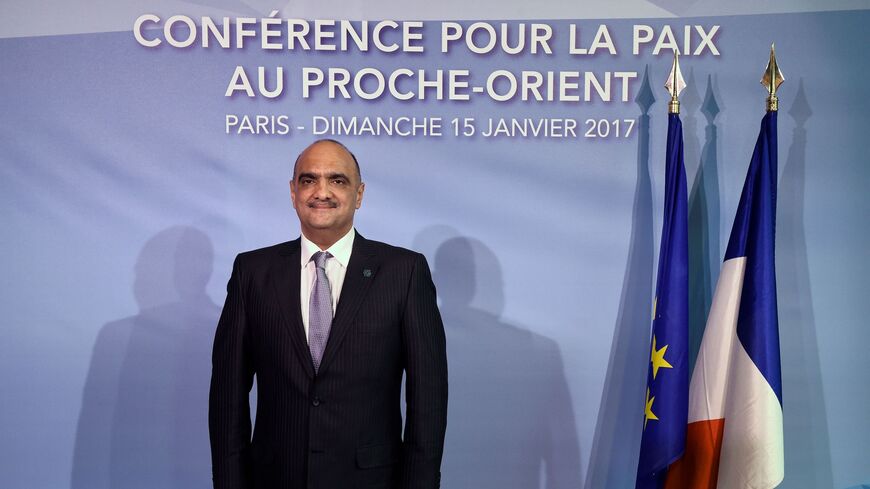 Jordan's Foreign Minister Bisher al-Khasawneh poses as he arrives for the Mideast peace conference in Paris on January 15, 2017.
Foreign ministers and representatives from around 70 countries are seeking to revive the moribund Israeli-Palestinian peace process, which could be dealt a further blow if Trump implements a campaign pledge to recognise Jerusalem as Israel's capital. / AFP / POOL / bertrand GUAY        (Photo credit should read BERTRAND GUAY/AFP via Getty Images)