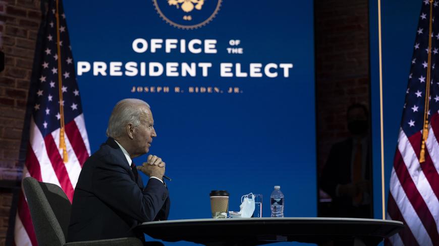US President-elect Joe Biden speaks with outside diplomatic, intelligence, and defense experts to discuss readiness at the relevant agencies during a video meeting in Wilmington, Delaware on November 17, 2020. (Photo by JIM WATSON / AFP) (Photo by JIM WATSON/AFP via Getty Images)