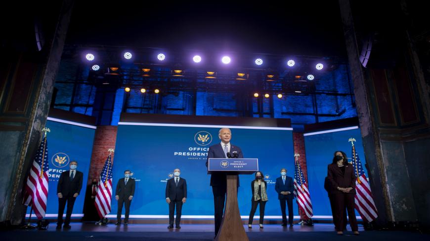 WILMINGTON, DE - NOVEMBER 24:  President-elect Joe Biden (C) introduces key foreign policy and national security nominees and appointments at the Queen Theatre on November 24, 2020 in Wilmington, Delaware. As President-elect Biden waits to be approved for official national security briefings, the names of top members of his national security team are being announced to the public. Calls continue for President Trump to concede the election and let the transition proceed without further delay. (Photo by Mark 