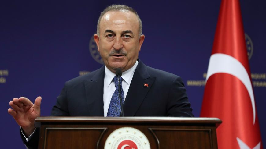 Turkish Foreign minister Mevlut Cavusoglu gives a press conference with his Hungarian counterpart following their meeting in Ankara, on December 8, 2020. (Photo by Adem ALTAN / AFP) (Photo by ADEM ALTAN/AFP via Getty Images)