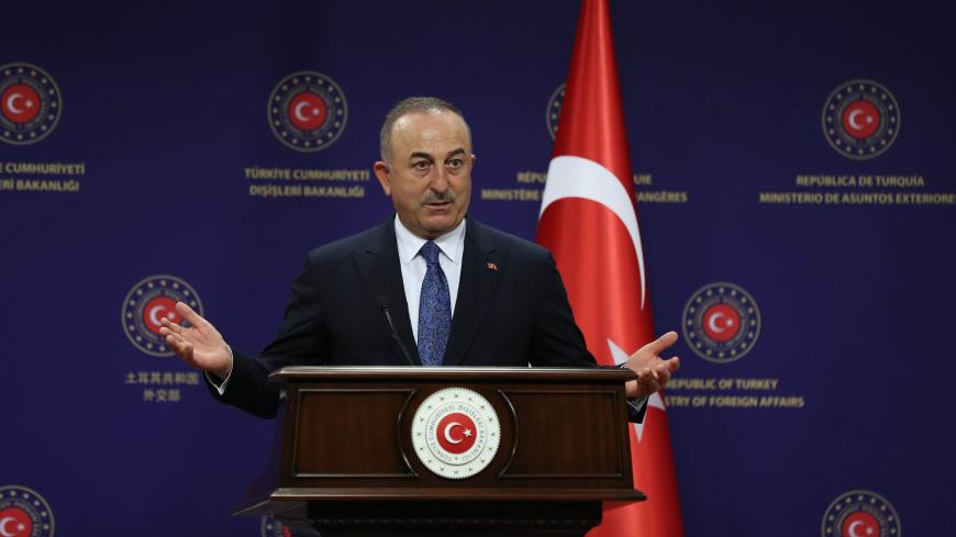 Turkish Foreign minister Mevlut Cavusoglu gives a press conference with his Hungarian counterpart following their meeting in Ankara, on December 8, 2020. (Photo by Adem ALTAN / AFP) (Photo by ADEM ALTAN/AFP via Getty Images)