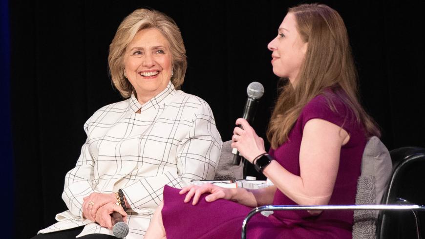 LOS ANGELES, CALIFORNIA - NOVEMBER 05: Hillary Clinton and Chelsea Clinton speak onstage at 'Hillary Clinton and Chelsea Clinton discuss their new book 'The Book of Gutsy Women' at The Wilshire Ebell Theatre on November 05, 2019 in Los Angeles, California. (Photo by Emma McIntyre/Getty Images)