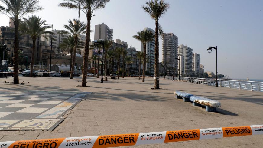 The usually crowded seaside promenade is deserted, during a lockdown imposed by the authorities in a bid to slow the spread of the coronavirus, in the Lebanese capital Beirut, on January 7, 2021. - Since the start of the Covid-19 pandemic, Lebanon has recorded nearly 200,000 cases including 1,537 deaths, according to health ministry figures. 
Health professionals have warned that the latest surge in cases risked causing catastrophe across Lebanon, which is already suffering from the aftermath of a devastati