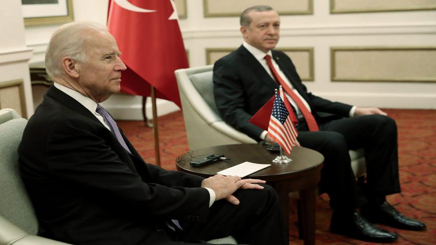 WASHINGTON, DC - MARCH 31:  U.S. Vice President Joe Biden (L) meets with Turkish President Recep Erdogan on March 31, 2016 in Washington, DC. Erdogan is in Washington to attend the Nuclear Security Summit. (Photo by Win McNamee/Getty Images)