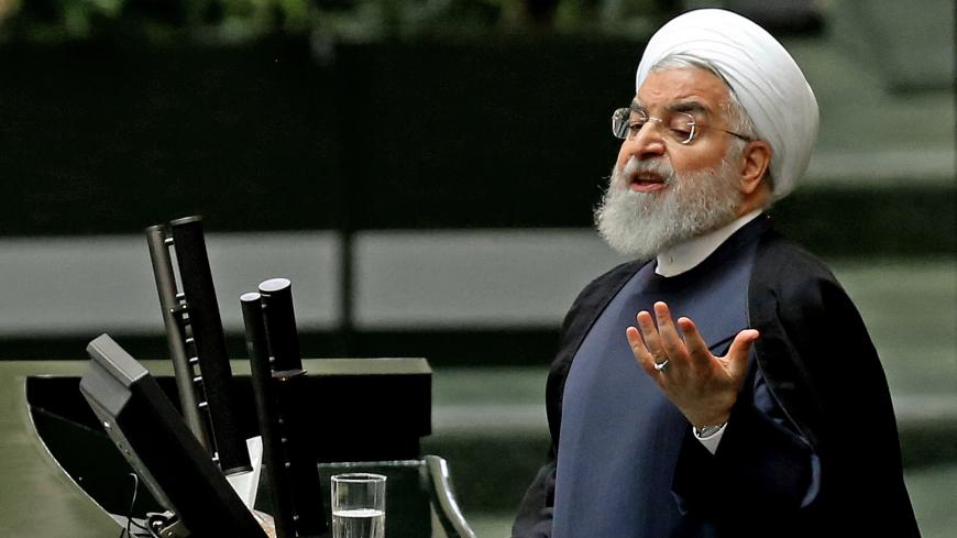 Iran's President Hassan Rouhani addresses parliament in the capital Tehran on September 3, 2019. - In an address to parliament, Rouhani ruled out holding any bilateral talks with the United States, saying the Islamic republic is opposed to such negotiations in principle. He also said Iran was ready to further reduce its commitments to a landmark 2015 nuclear deal "in the coming days" if current negotiations yield no results by September 5. (Photo by ATTA KENARE / AFP) (Photo by ATTA KENARE/AFP via Getty Ima
