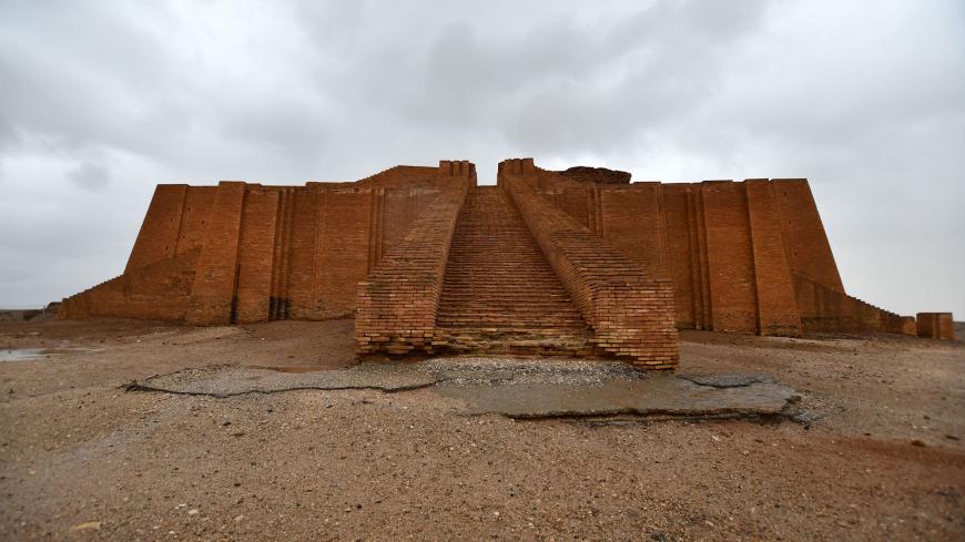 A picture taken on February 6, 2021 shows the Great Ziggurat temple in the ancient city of Ur, where Abraham the father of three religions is thought to have been born, which falls now in southern Iraq's Dhi Qar province, around 375 kilometres southeast of Baghdad. - The March 5-8 visit -- the first ever by a pope -- will include inter-religious prayers at the ancient city of Ur in Iraq's south. The Pope's prayers will bring Christians and Muslims together, as well as the faithful from the ancient religions