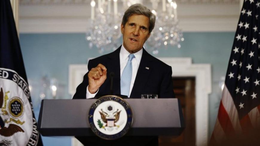 U.S. Secretary of State John Kerry speaks about the situation in Syria at the State Department in Washington, August 30, 2013. Kerry on Friday made a broad case for limited U.S. military action against Syria for its suspected use of chemical weapons, saying it could not go unpunished for such a "crime against humanity." REUTERS/Jason Reed  (UNITED STATES - Tags: POLITICS MILITARY CONFLICT TPX IMAGES OF THE DAY) - RTX131R1