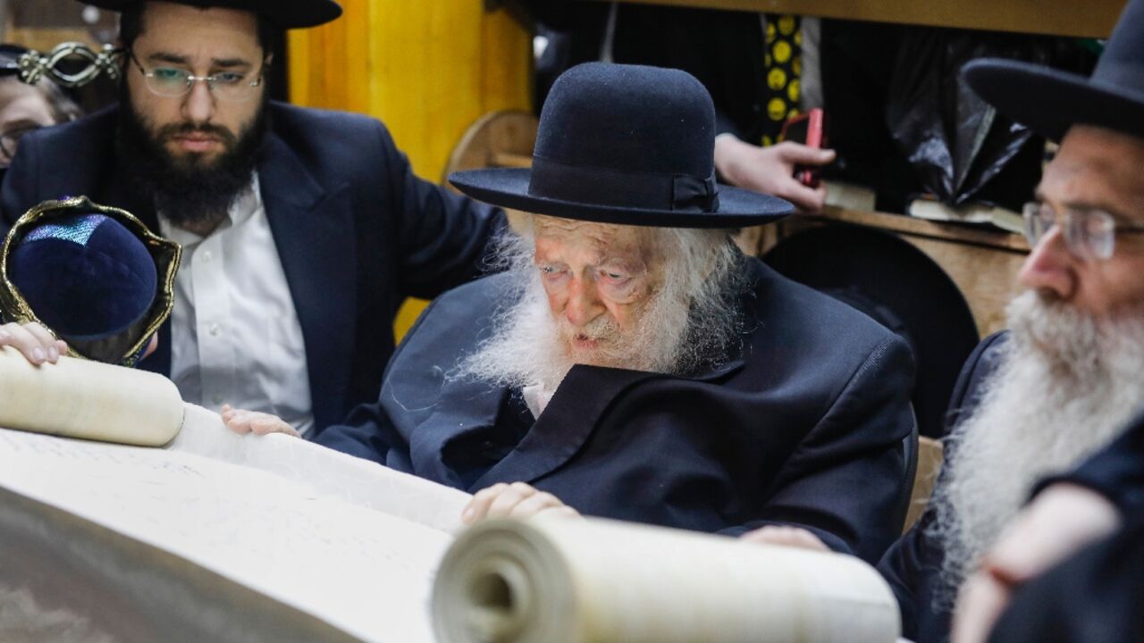 Rabbi Chaim Kanievsky (C), seen in this file photo taken on March 20,  2019, died Friday aged 94