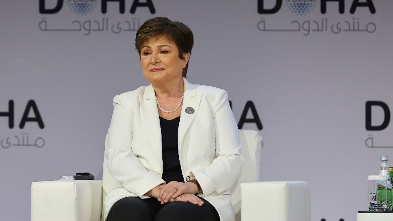 Managing director of the International Monetary Fund Kristalina Georgievat a forum in Qatar's capital Doha in March  2022
