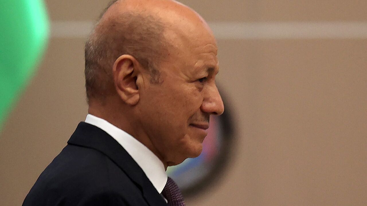 Rashad al-Alimi, president of Yemen's new leadership council, is seen in Riyadh on April 7, 2022