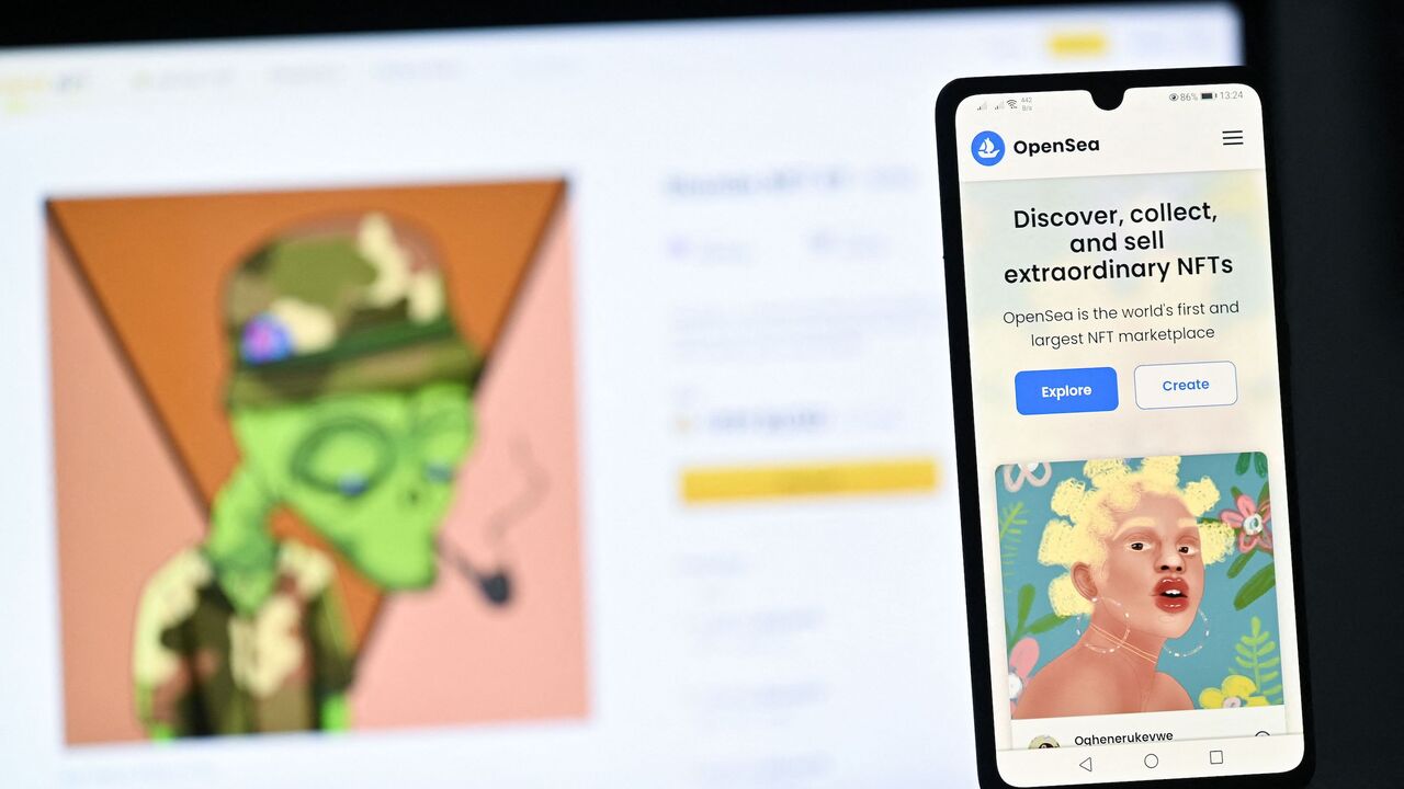 An illustration picture taken in London on Dec. 30, 2021, shows an NFT.