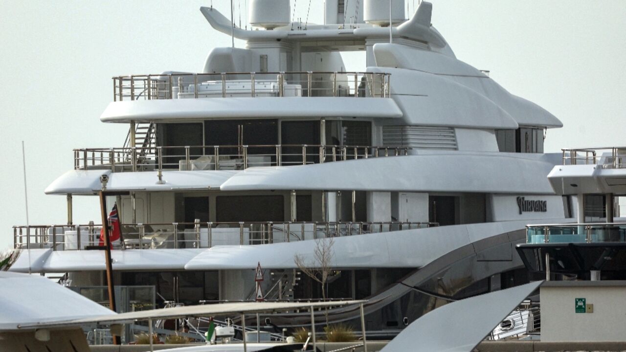 The Nirvana yacht belonging to Russian businessman Vladimir Potanin  is docked at Dubai's Al-Rashid port