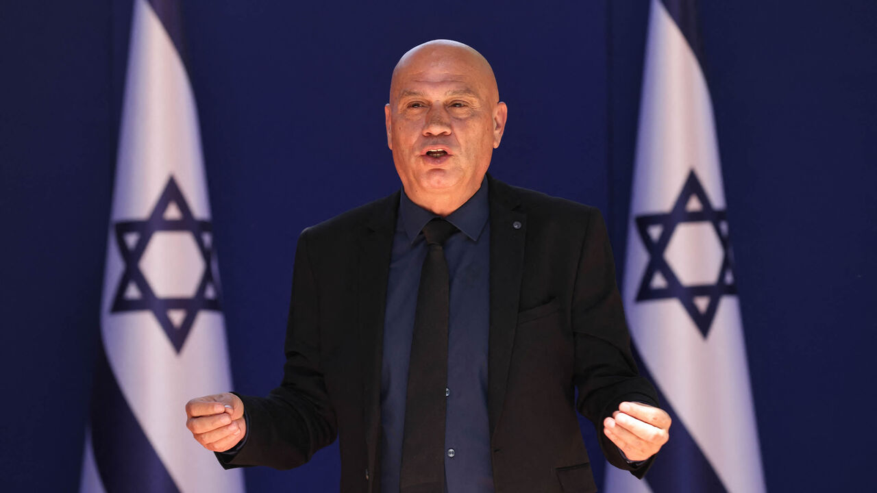 Israeli Regional Cooperation Minister Issawi Freij arrives for a photo at the president's residence during a ceremony for the new coalition government, Jerusalem, June 14, 2021.