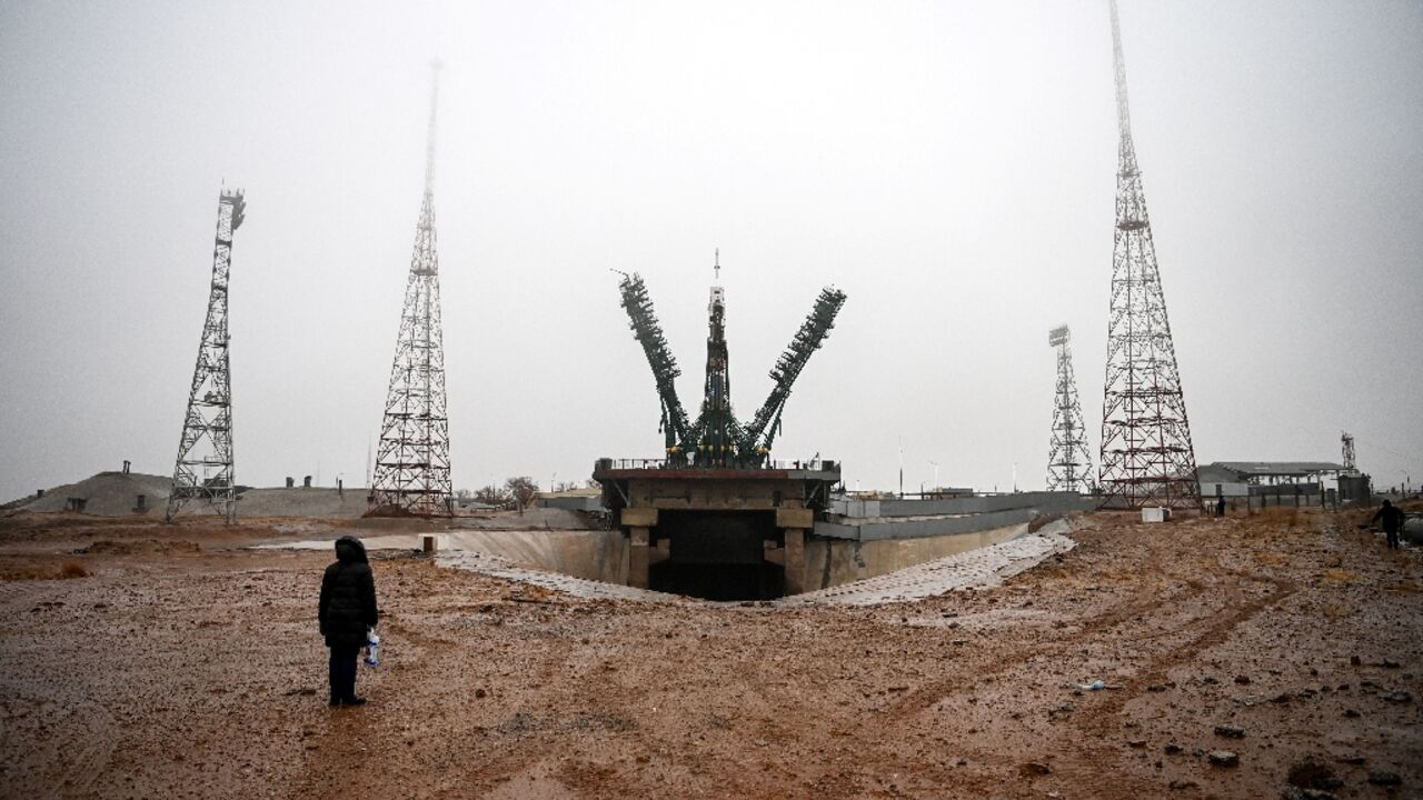 View of the Baikonur cosmodrome launch pad. Russia is due to launch an Iranian satellite from the Kazakhstan spaceport 