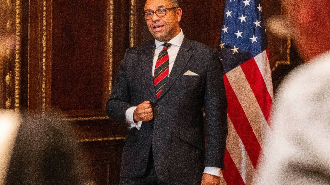 British Foreign Secretary James Cleverly speaks to the press during a meeting with US Secretary of State Antony Blinken on the sidelines of the 77th United Nations General Assembly