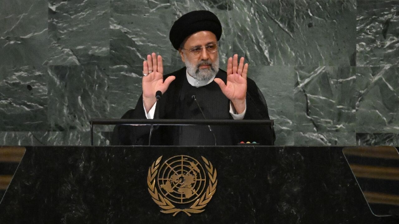 Iran's president Ebrahim Raisi addresses the 77th session of the United Nations General Assembly