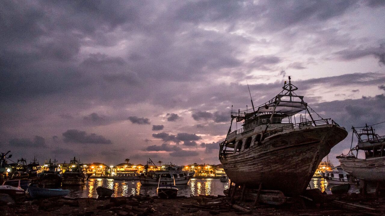 In this file photo taken on Oct. 22, 2019, boats are pictured along the riverbank and off the water of the Nile River.