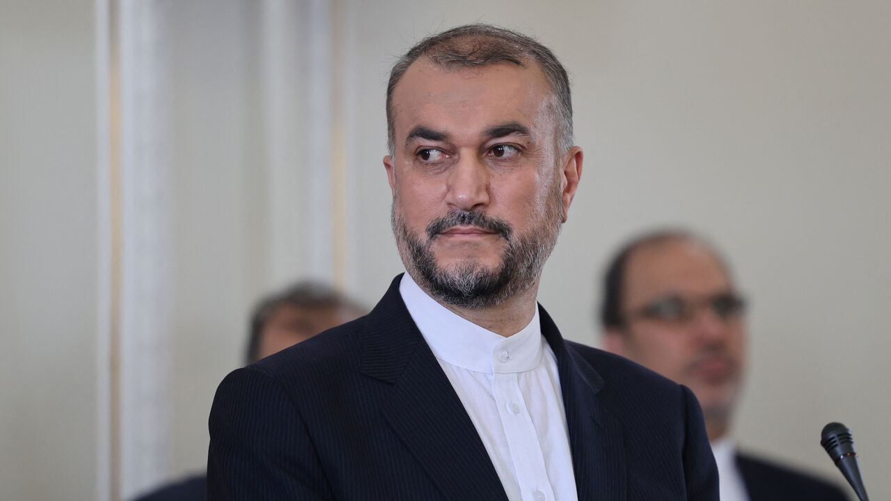 Foreign Minister Hossein Amir-Abdollahian looks on during a press conference in Tehran on July 20, 2022.