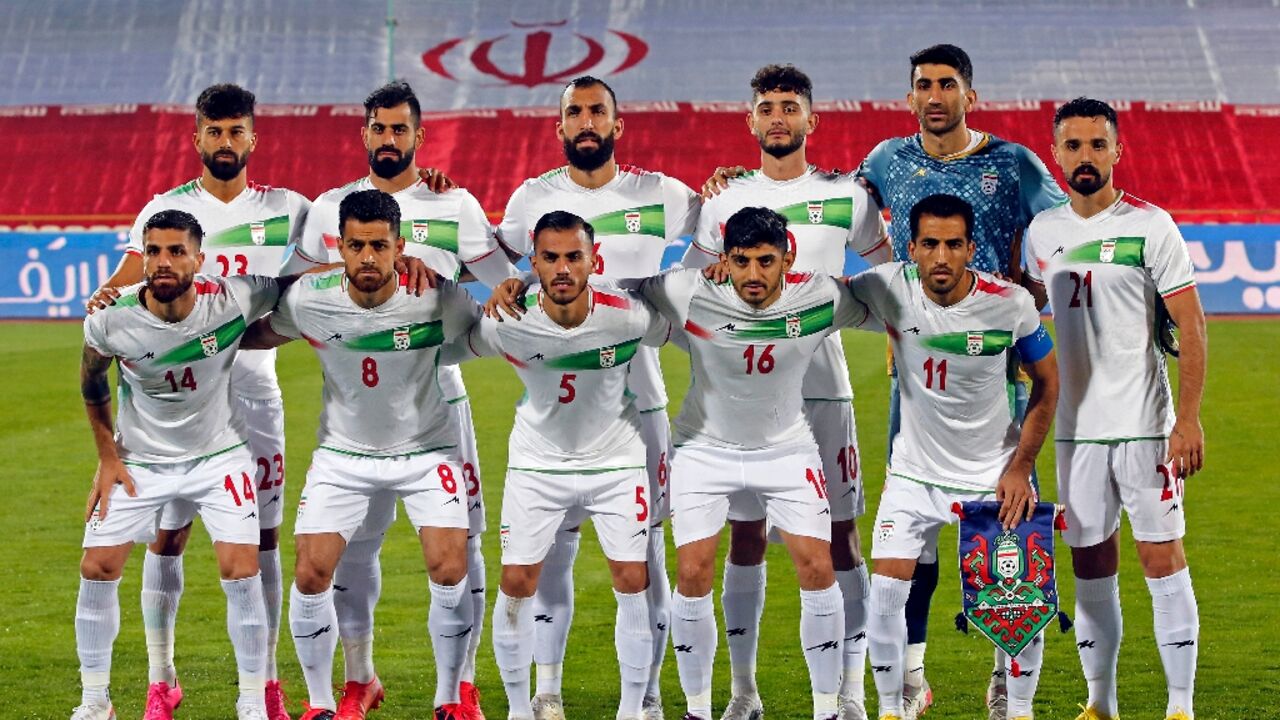Iran's national team poses ahead of a friendly football match against Nicaragua at the Azadi stadium in Tehran