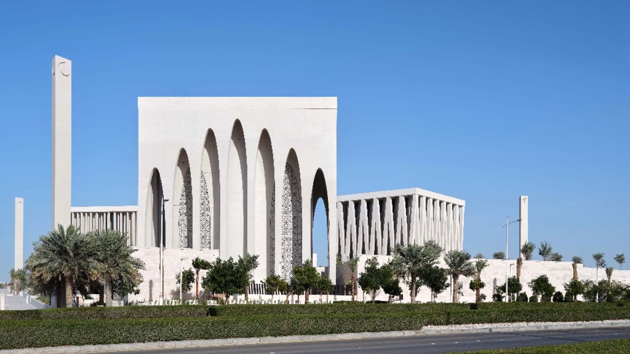A handout picture released by the Abrahamic Family House shows the newly inaugurated Abu Dhabi centre housing a mosque, church and the UAE's first official synagogue