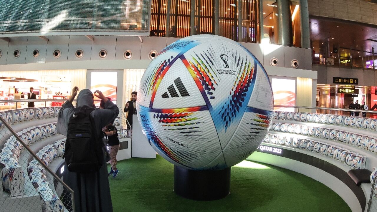 A giant football in the new central concourse of Hamad International Airport last November 10, ahead of the 2022 World Cup