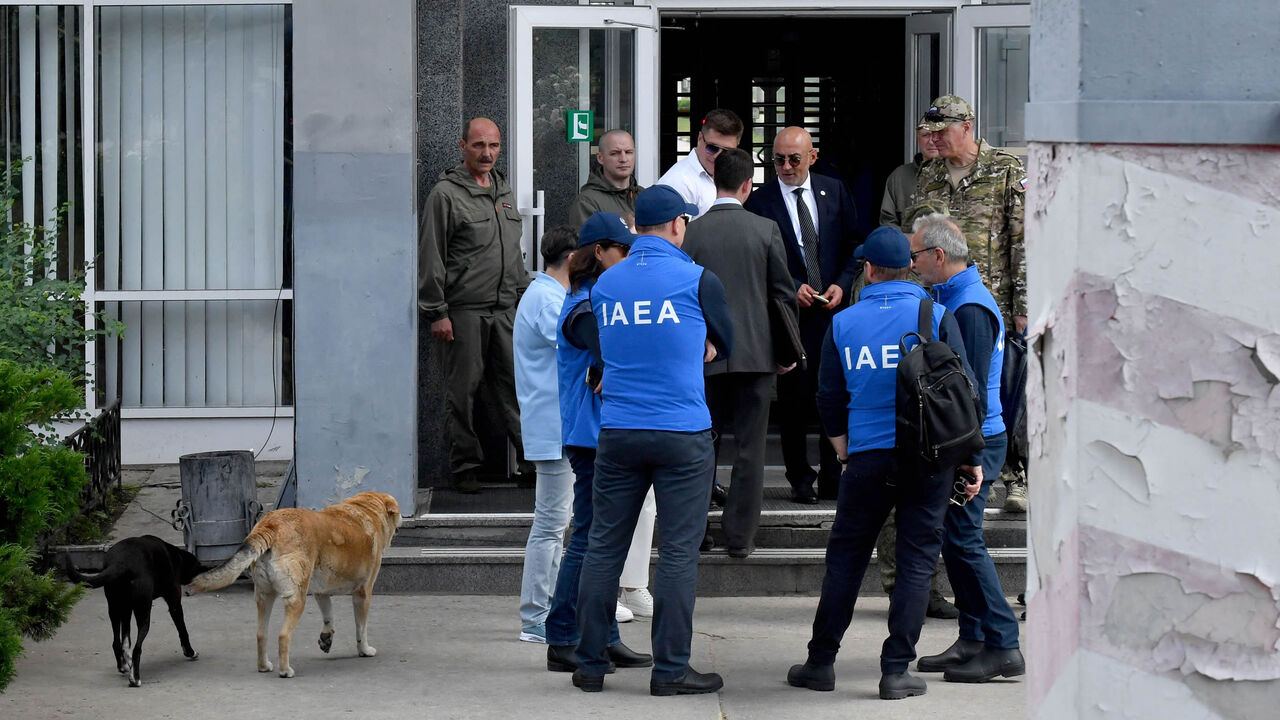 International Atomic Energy Agency inspectors are seen at the Russian-controlled Zaporizhzhia nuclear power plant in southern Ukraine, June 15, 2023.