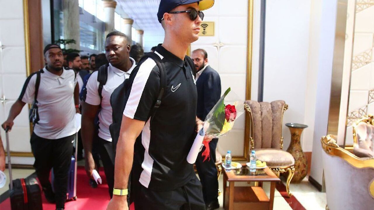 Ronaldo arriving at Tehran's Imam Khomeini International Airport before his Saudi club Al Nassr face Persepolis in the Asian Champions League

