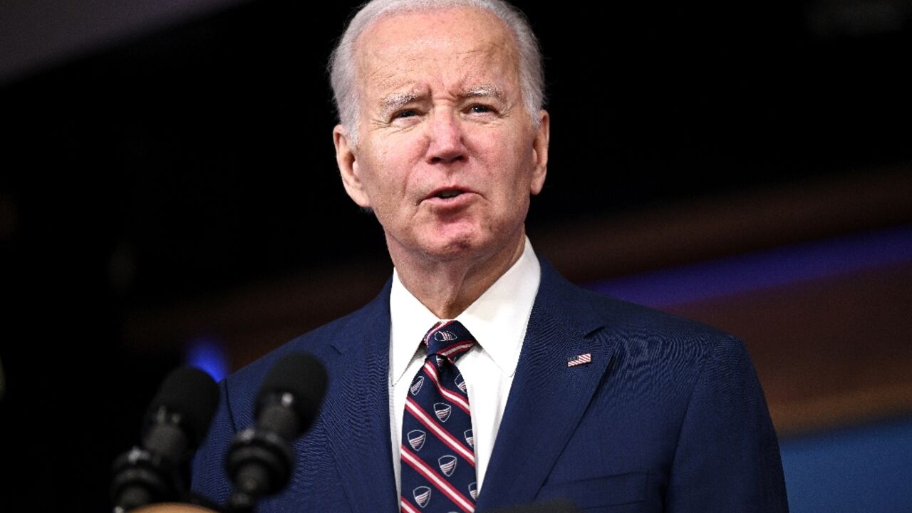 US President Joe Biden speaks in Washington on October 23, 2023