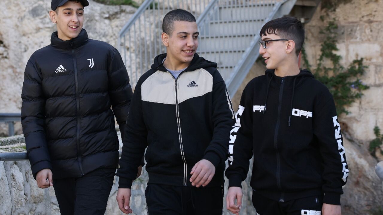 An Israeli education ministry decision prevents Palestinian teenagers (L to R) Mohamed, Ahmed, and Moataz al-Salaymeh, and other east Jerusalem teens freed under a hostage-prisoner swap, from returning to school