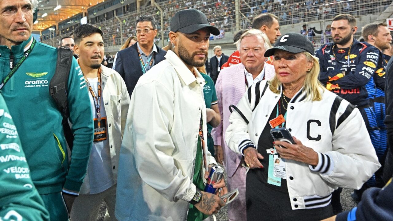 Sidelined Neymar on the grid at the Bahrain Grand Prix in March 