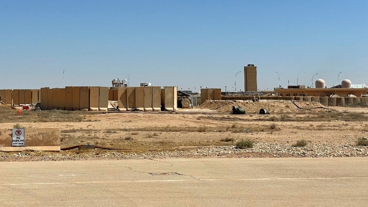 This picture taken on July 8, 2021 shows a view of the Ain al-Assad air base hosting US forces in Iraq in the western Anbar province