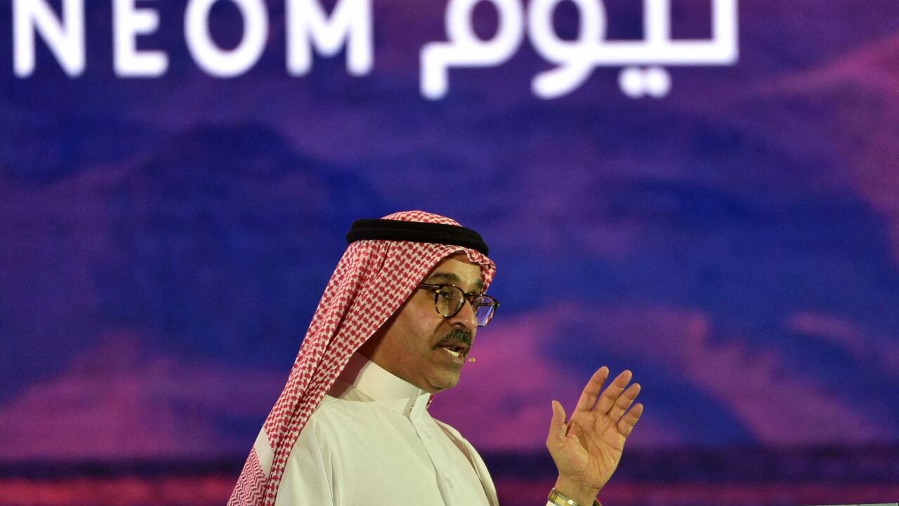 NEOM CEO Nadhmi Al-Nasr speaks during the last day of the Future Investment Initiative conference, Riyadh, Oct. 25, 2018.