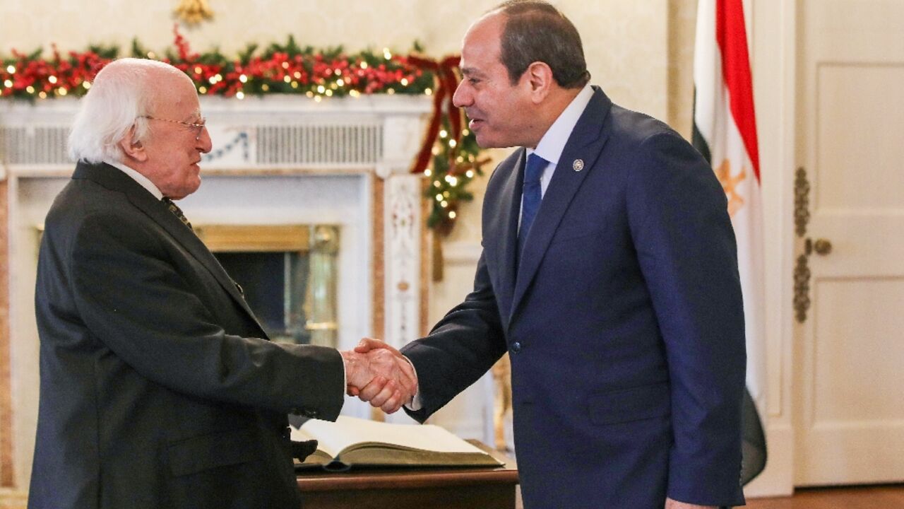 Ireland's President Michael Higgins welcomes Egyptian counterpart Abdel Fattah al-Sisi in Dublin
