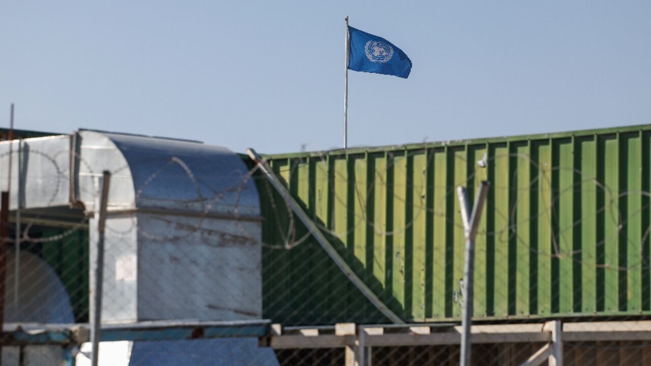 The United Nations flag flies over the West Bank field office of the UN agency for Palestinian refugees in annexed east Jerusalem on Wednesday on the eve of an Israeli deadline for its evacuation