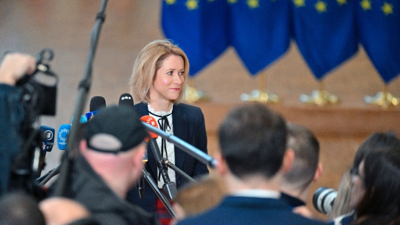 EU foreign affairs commissioner Kaja Kallas speaks ahead of a foreign ministers' meeting expected to ease Syria sanctions