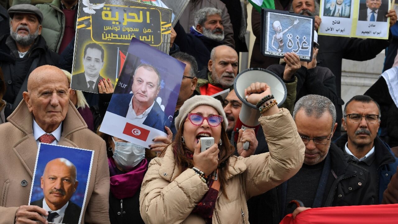 The rally in Tunis was organised by a political coalition that includes staunch opponents of current President Kais Saied