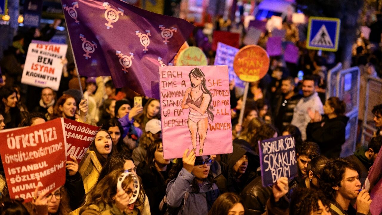 Protesters in Istanbul took to the streets for International Women's Day