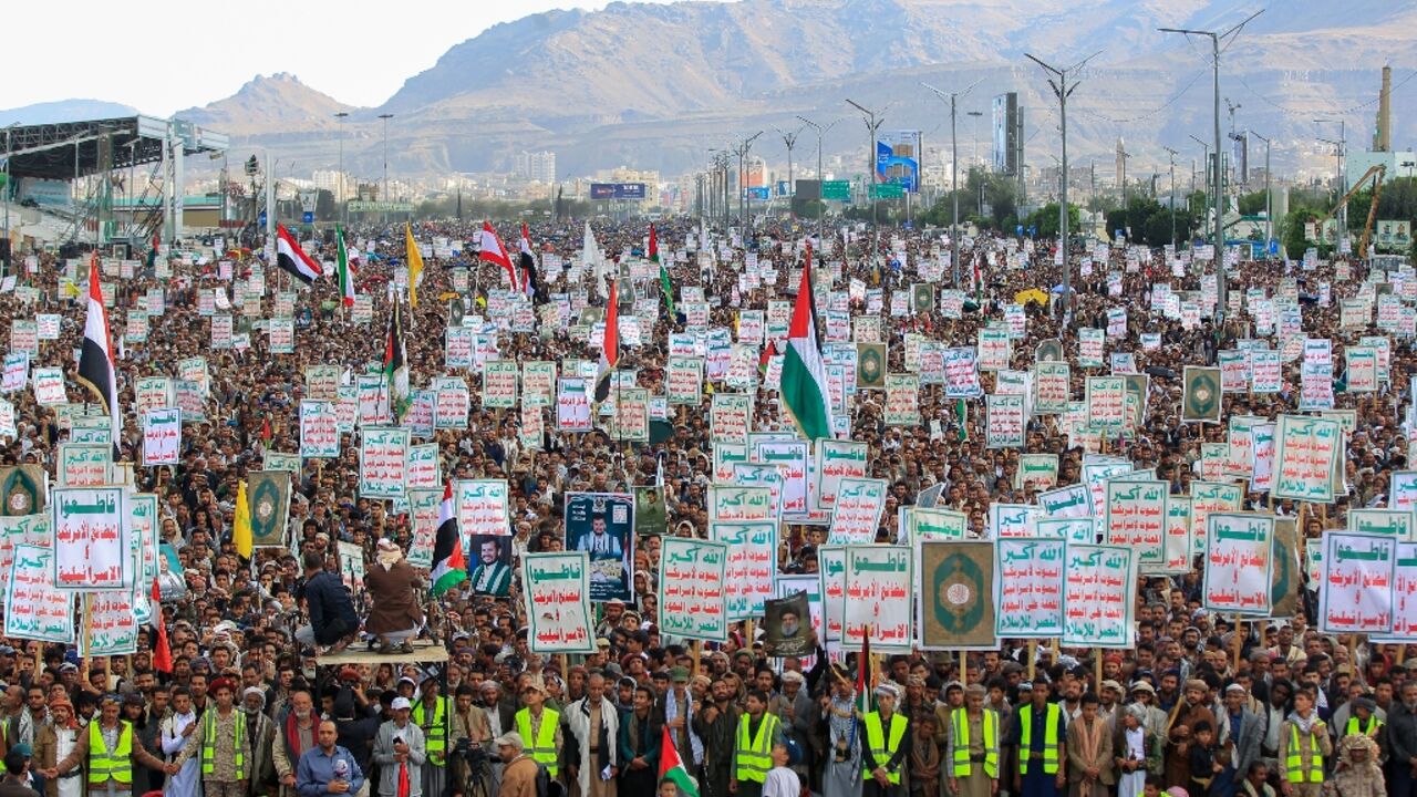The Huthis called out huge crowds to the capital Sanaa to protest against US strikes on Yemen