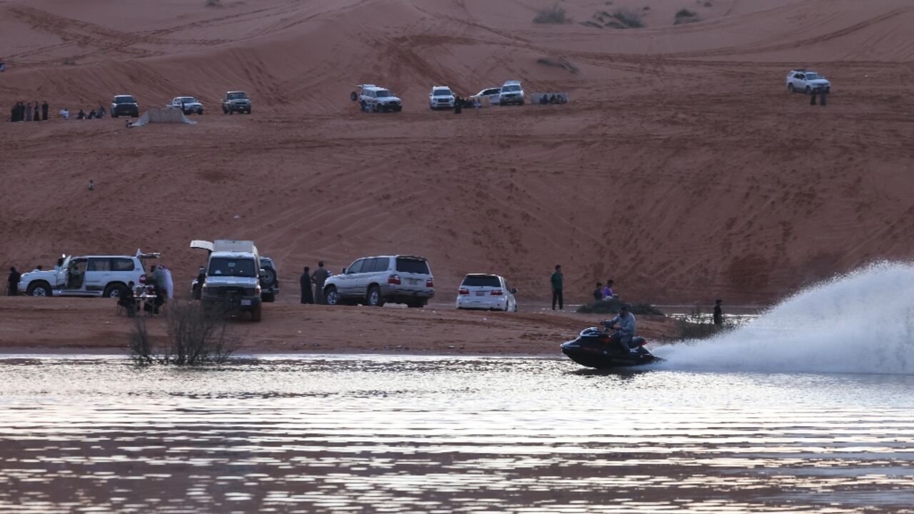 The unusual lake in the Saudi desert forms each winter, lasting about three months