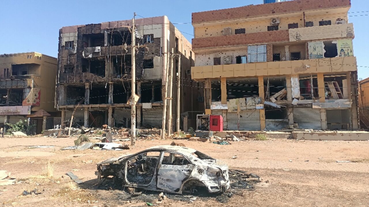 Damaged buildings in southern Khartoum after Sudan's army recaptured the capital