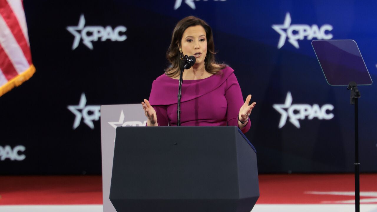 Rep. Elise Stefanik speaks during the Conservative Political Action Conference (CPAC) at the Gaylord National Resort & Convention Center on Feb. 22, 2025, in Oxon Hill, Maryland.