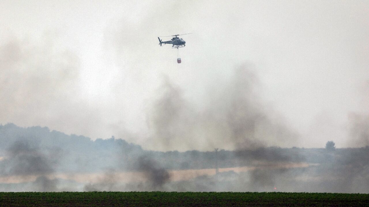 A helicopter is deployed in the firefight near the central Israeli town of Bet Shemesh