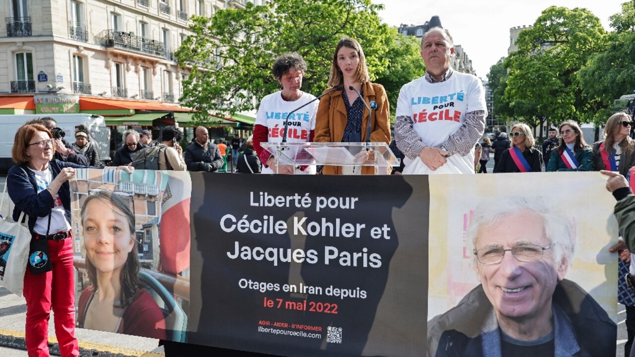 Cecile Kohler's parents and sister joined a rally in Paris