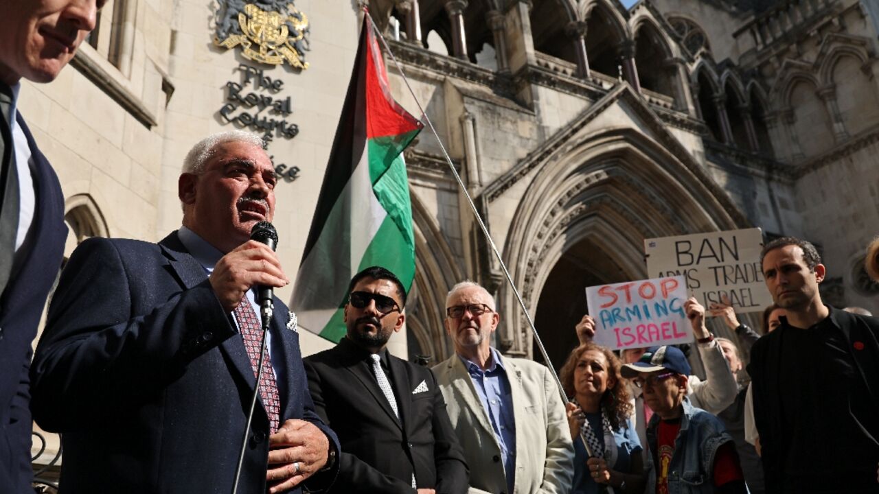 Al-Haq's general director Shawan Jabarin and former Labour party leader Jeremy Corbyn were among those demonstrating outside court