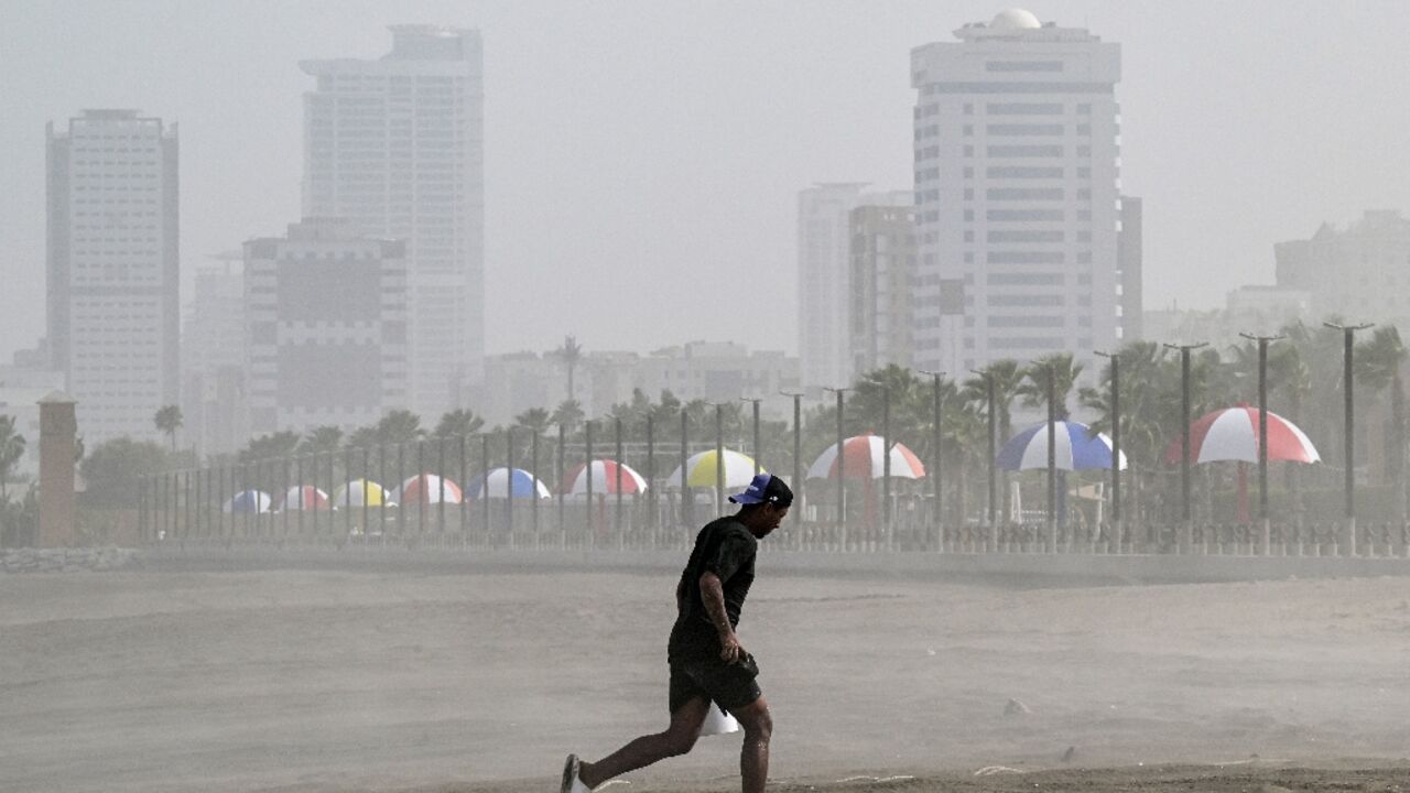 A sandstorm grips the UAE emirate of Fujairah on April 16. Less than two weeks later, temperatures in the emirate peaked at 46.6 degrees Celsius (115.9 Fahrenheit), the second highest ever recorded in the Gulf state in April.